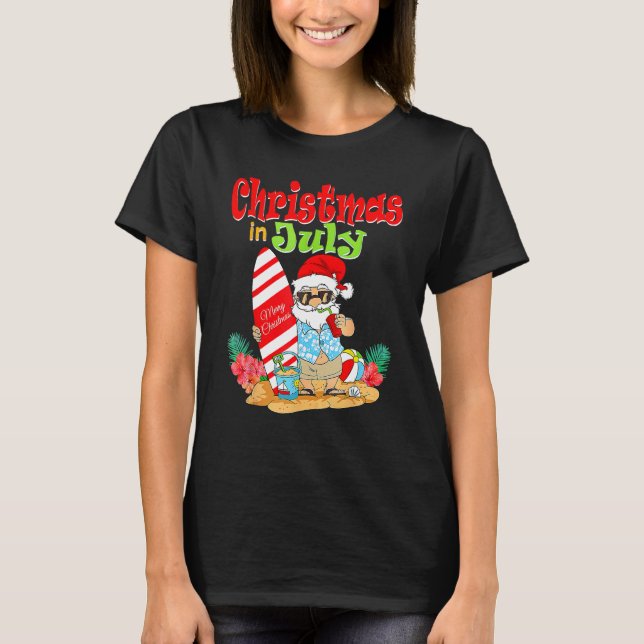 Christmas In July  Santa Claus Summer Vacation Bea T Shirt (Framsida)