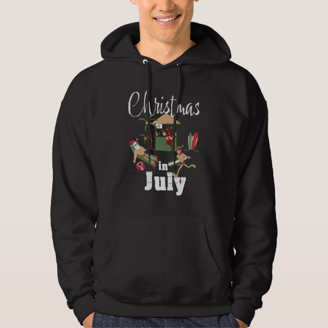 Christmas In July Santa Claus Sunglasses Summer Ce Hoodie (Framsida)