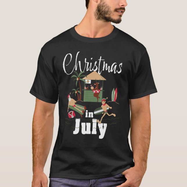 Christmas In July Santa Claus Sunglasses Summer Ce T Shirt (Framsida)