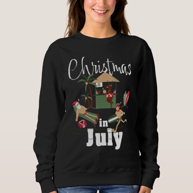 Christmas In July Santa Claus Sunglasses Summer Ce T Shirt (Framsida)