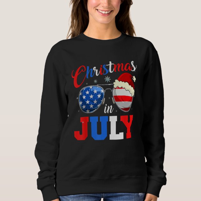 Christmas In July Santa Hat Sunglasses Summer Cele T Shirt (Framsida)