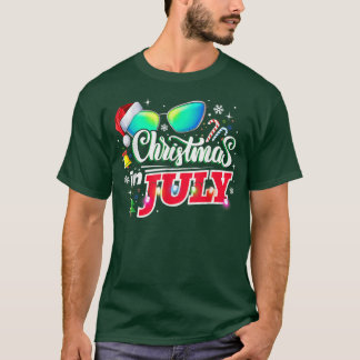 Christmas in July Santa Hat Sunglasses Summer Vaca T Shirt