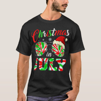 Christmas In July Santa Hat Tie Dye Sunglasses Sum T Shirt