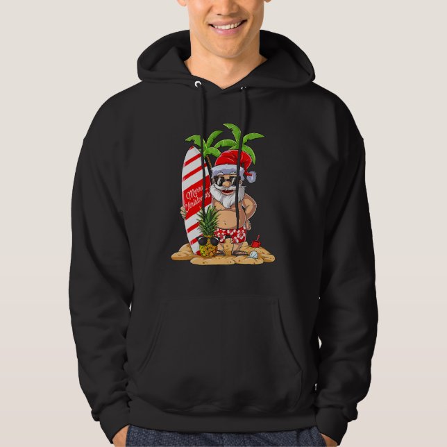 Christmas In July Santa Hawaiian Surfing  Summer S Hoodie (Framsida)