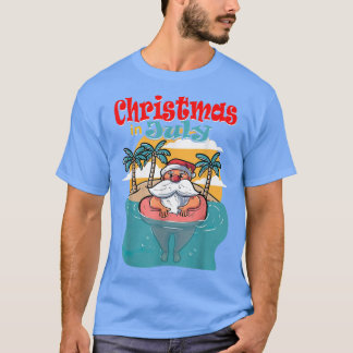 Christmas In July Santa Palm Tree Sun Beach Summer T Shirt