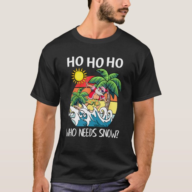 Christmas In July  Santa Surfing Summer Beach Vaca T Shirt (Framsida)