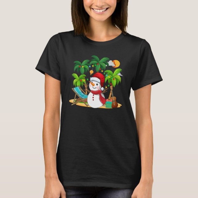 Christmas In July Snowman On Palm Tree Tropical Be T Shirt (Framsida)