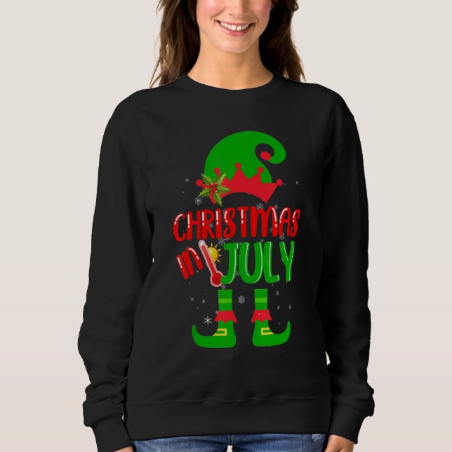 Christmas In July  Summer Elf Santa Xmas T Shirt (Framsida)