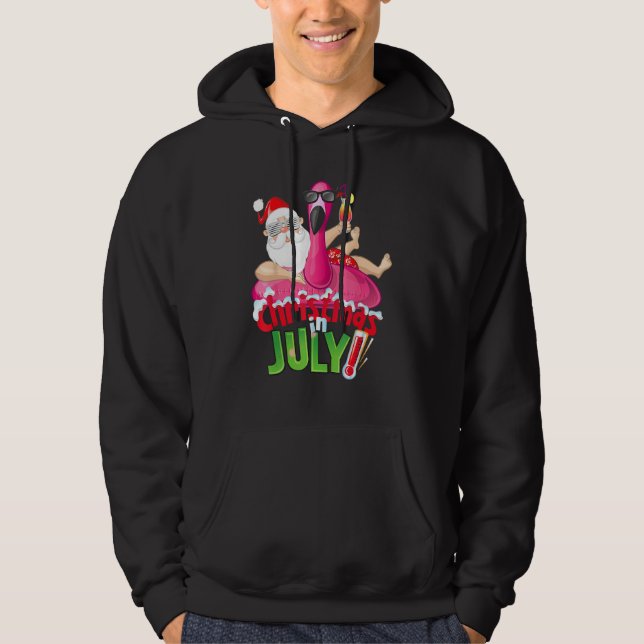 Christmas In July  Summer Flamingo Float Xmas 1 Hoodie (Framsida)