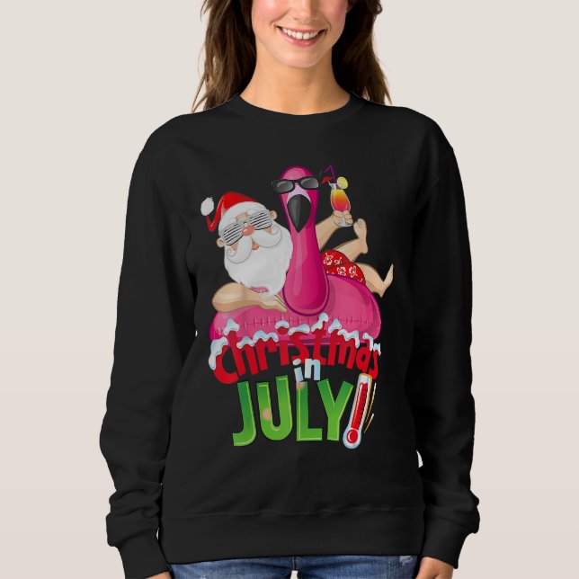 Christmas in July  Summer Flamingo Float Xmas 2 T Shirt (Framsida)