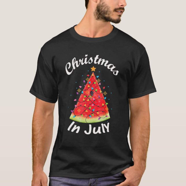Christmas In July Summer Melon Christmas Tree Summ T Shirt (Framsida)