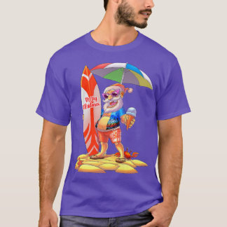 Christmas in July Surfer Santa Hawaiian Family Mat T Shirt
