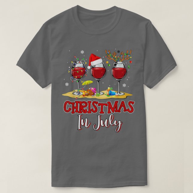 Christmas in July Three Glass Of Red Wine Summer 2 T Shirt (Design framsida)