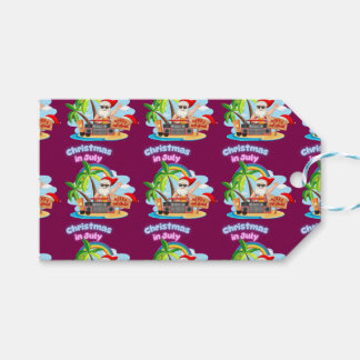 Christmas in July Tropical Santa Beach Design Presentetikett