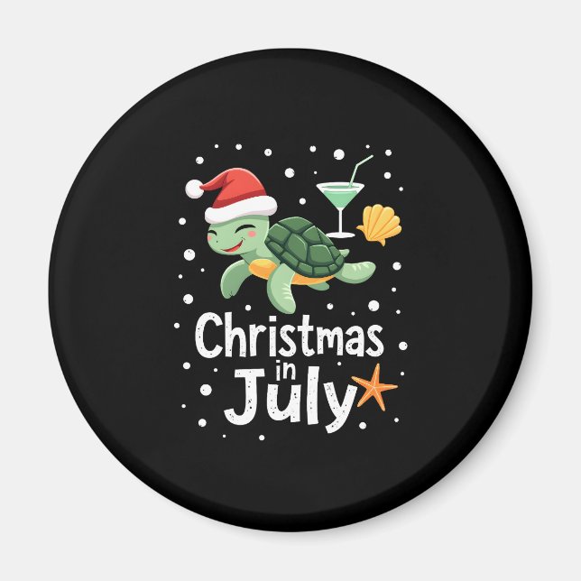Christmas In July Turtle Summer Xmas Tortoise Wome Magnet (Framsidan)