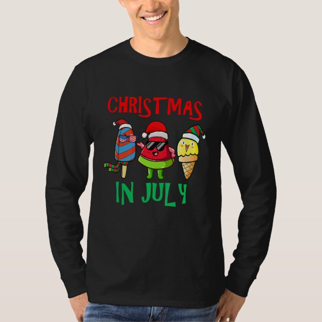 Christmas In July Watermelon Ice Pops Xmas Santa H T Shirt (Framsida)