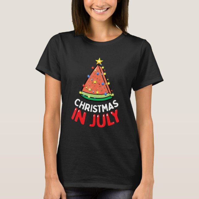 Christmas in July Watermelon Xmas Tree Men Women K T Shirt (Framsida)