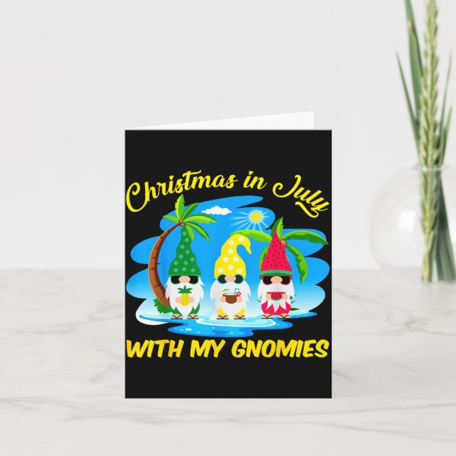 Christmas In July With My Gnomies Beach Summer Chr Kort (Framsida)