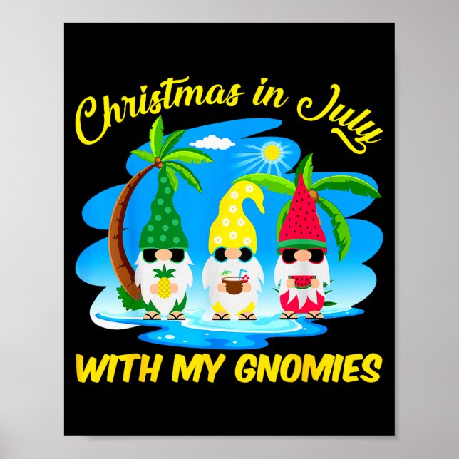 Christmas In July With My Gnomies Beach Summer Chr Poster (Framsidan)