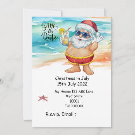 Christmas in July with SANTA CLAUS Save the date Inbjudningar