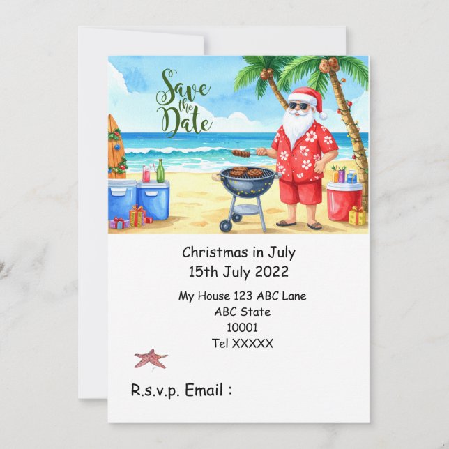 Christmas in July with SANTA CLAUS Save the date  Inbjudningar (Framsida)
