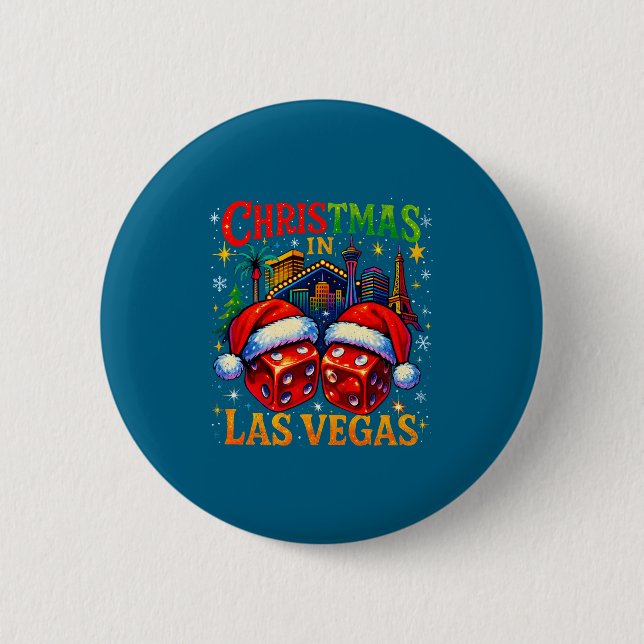 Christmas In Las Vegas Funny Holiday Design Long S Knapp (Framsida)