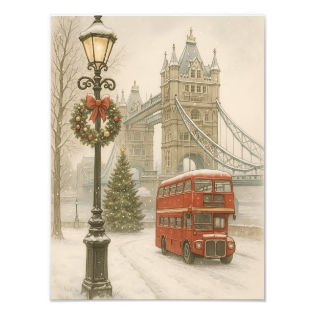 Christmas in London Gift for Traveler | Holiday Fototryck (Framsidan)