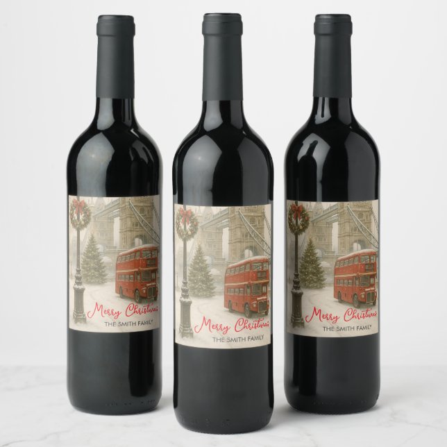Christmas in London Personalized Wine Label Vinflaska Etikett (Flaskor)