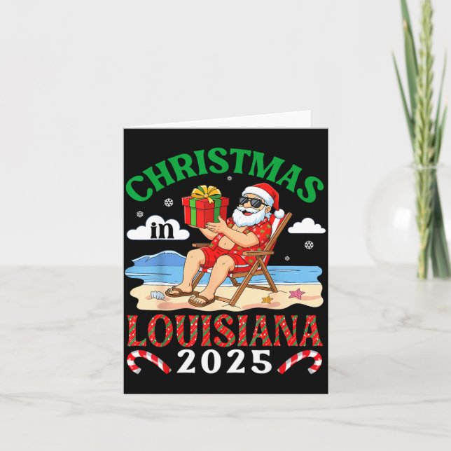 Christmas In Louisiana 2025 Santa Beach Lounge Hol Kort (Framsida)