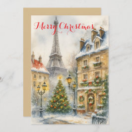 Christmas in Paris Eiffel Tower Winter Personalize Inbjudningar
