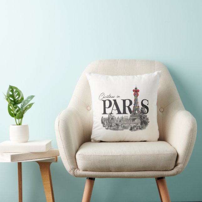 Christmas In Paris Throw Pillow Kudde (Stol)
