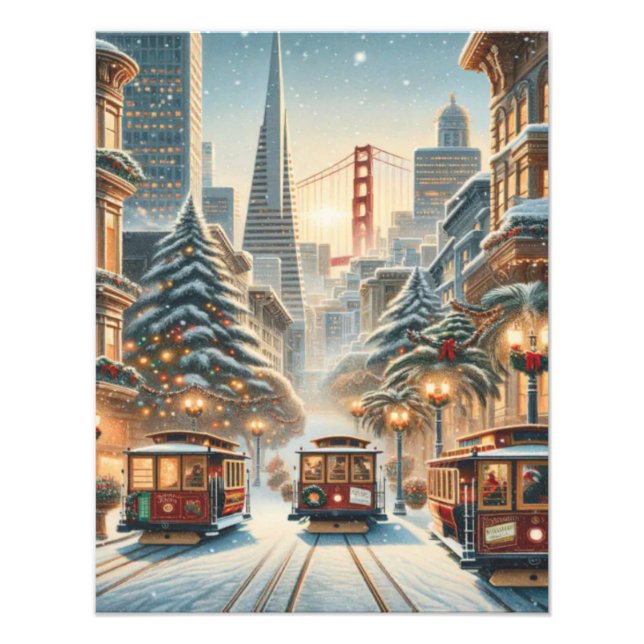Christmas in San Francisco – Golden Gate Fototryck (Framsidan)