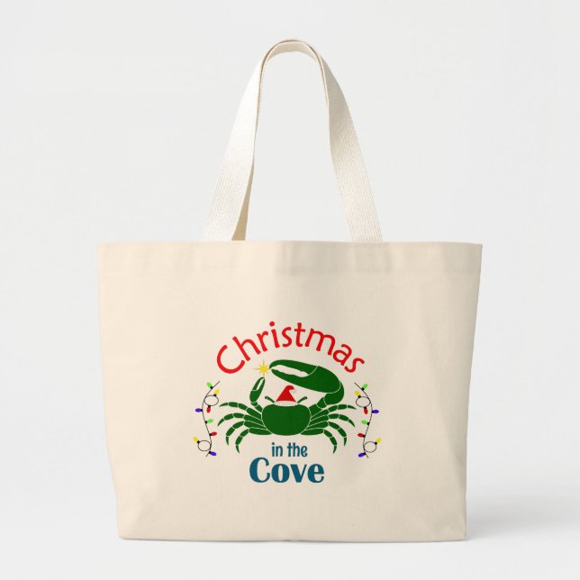 Christmas in the Cove Tote Bag (choose a size) Jumbo Tygkasse (Framsidan)