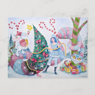 "Christmas in Wonderland" Postcard Helg Vykort