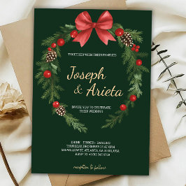 Christmas Invitation card with a wreath design Inbjudningar
