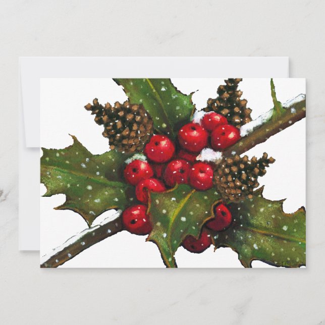 CHRISTMAS INVITATION: SJUNGAN sång: HOLLY, BERRIES Inbjudningar (Framsida)