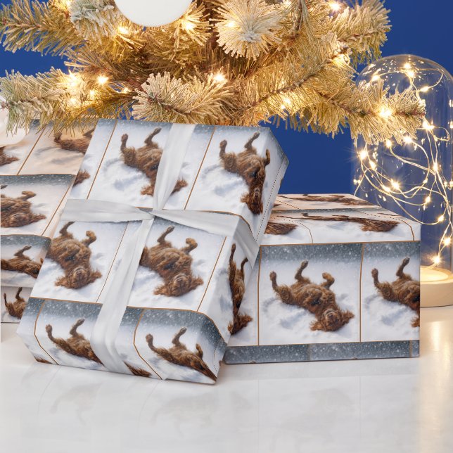 Christmas Irish Setter Making a Snow Angel Presentpapper (Helgdagar)