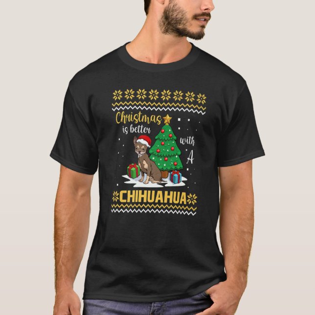 Christmas Is Better With A Chihuahua Pajama Dog Pu T Shirt (Framsida)