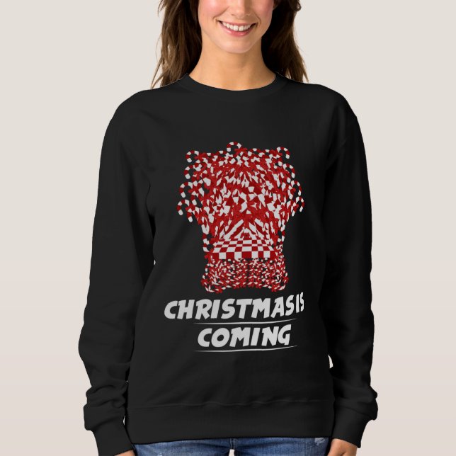 Christmas Is Coming Candy Cane Throne T Shirt (Framsida)