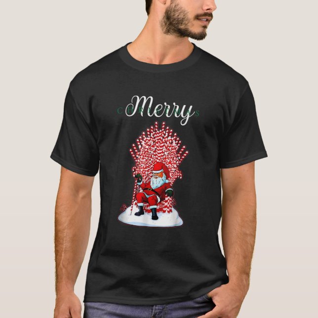 Christmas Is Coming Winter Santa Candy Cane Merry  T Shirt (Framsida)