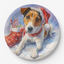 Christmas Jack Russell Paper Plate