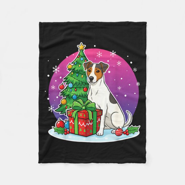 Christmas Jack Russell Santa Hat Xmas Jack Russell Fleecefilt (Framsidan)