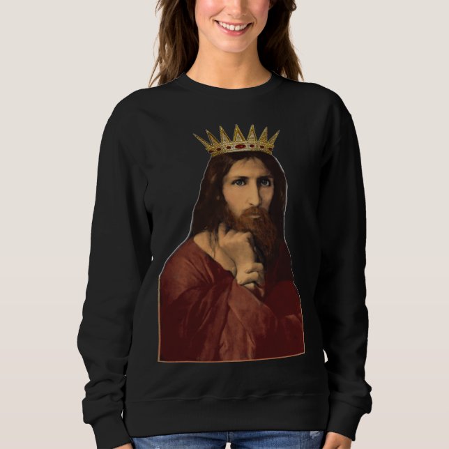 Christmas Jesus Christ Crowned King Portrait Women T Shirt (Framsida)