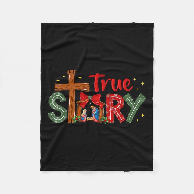 Christmas Jesus Cross Religious Christian Xmas Tru Fleecefilt (Framsidan)