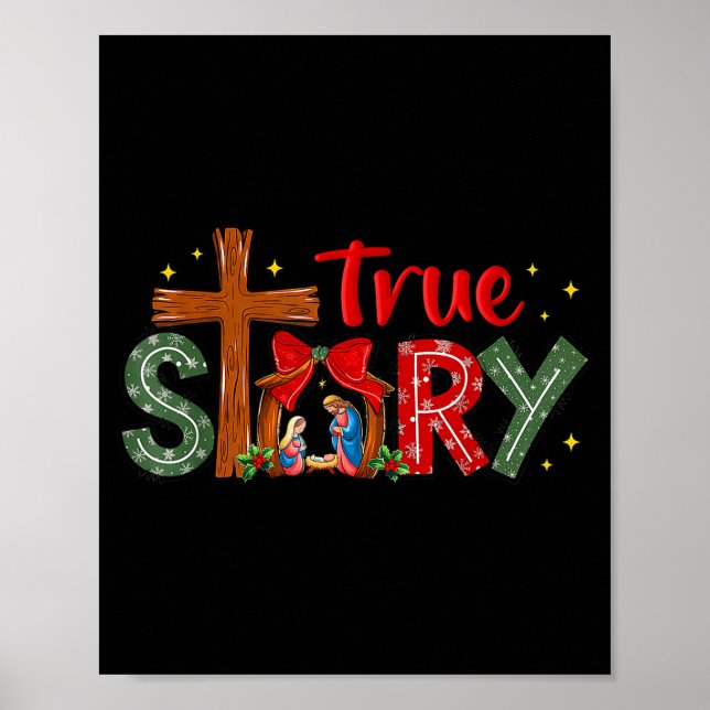 Christmas Jesus Cross Religious Christian Xmas Tru Poster (Framsidan)
