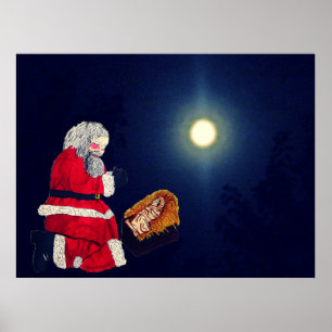 CHRISTMAS JESUS OCH SANTA POSTER
