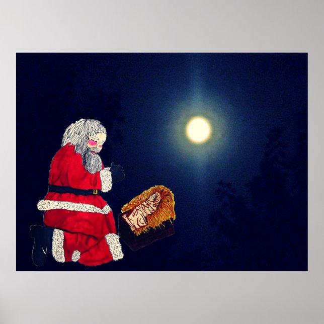 CHRISTMAS JESUS OCH SANTA POSTER (Framsidan)