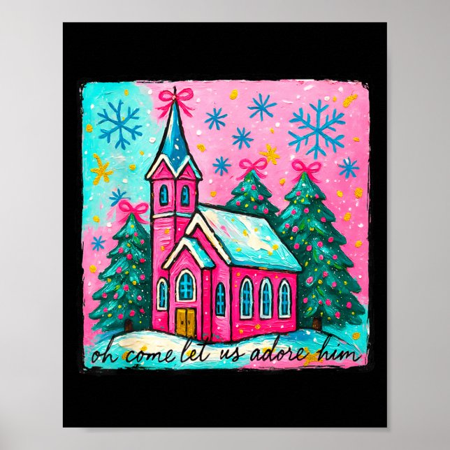Christmas Jesus Oh Come Let Us Adore Him Funny Chr Poster (Framsidan)