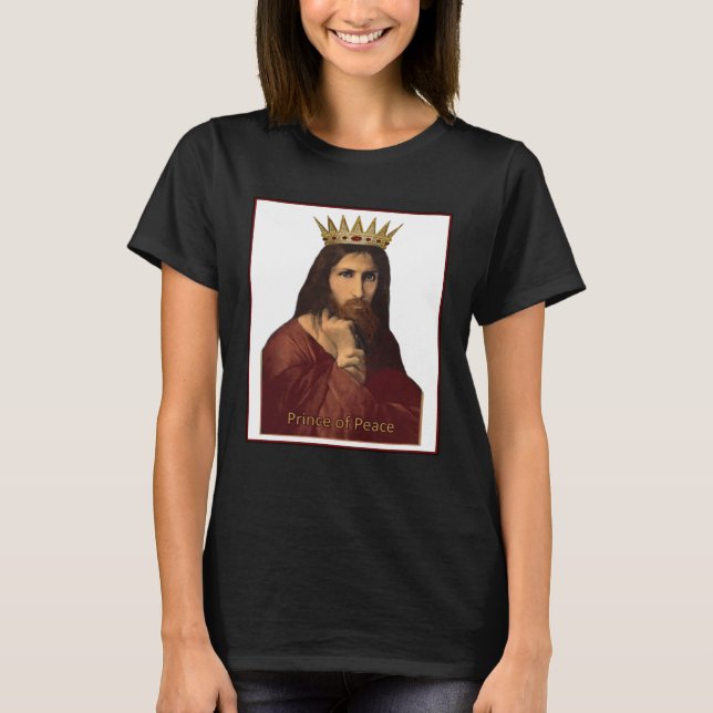 Christmas Jesus Portrait Crowned Prince of Peace C T Shirt (Framsida)