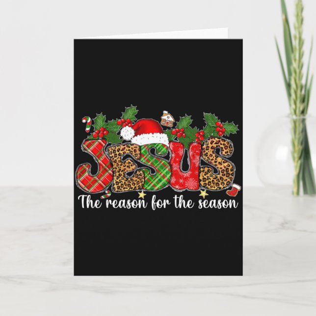 Christmas Jesus Reason Season Xmas Christian Men W Kort (Framsida)